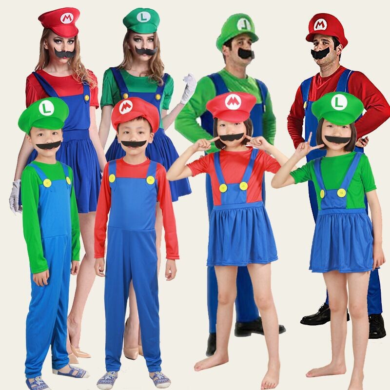 Halloween Mario role play children's clothes Super Mary anime adult costume parent-child dance performance
