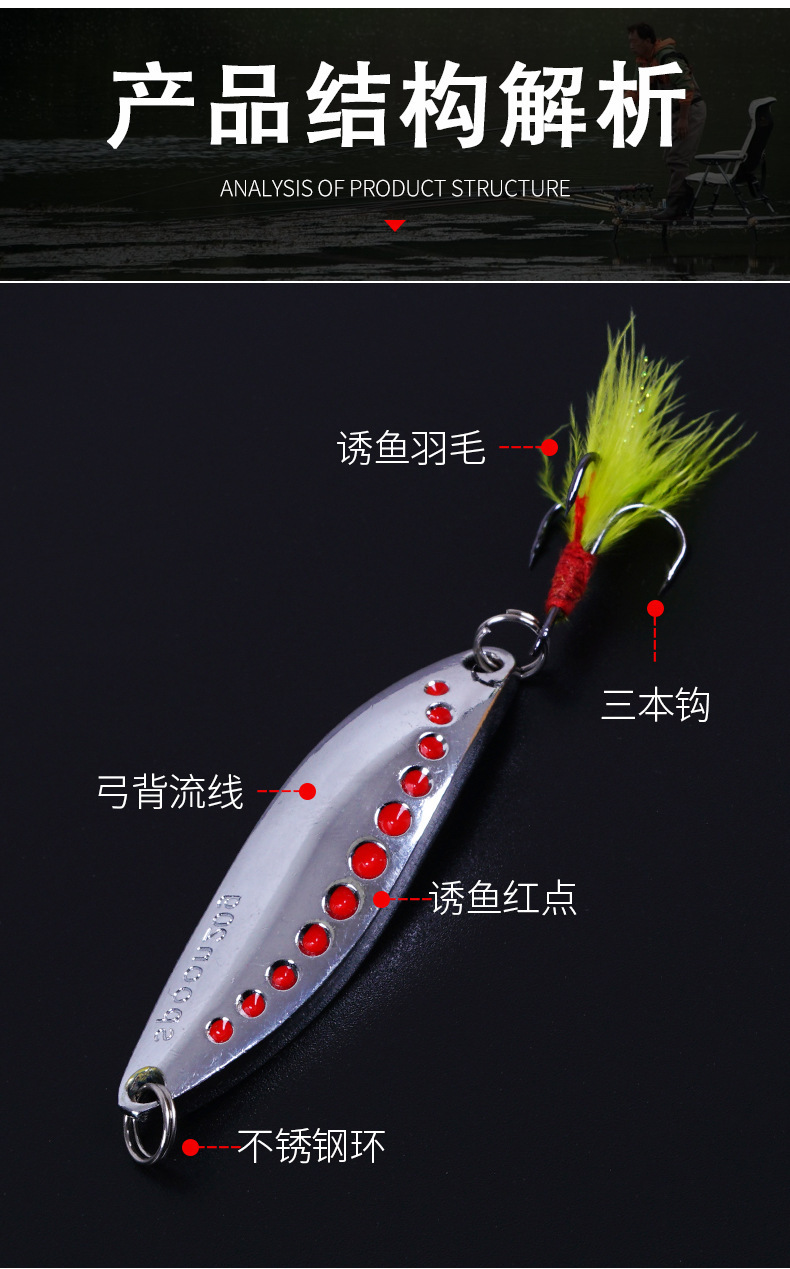 Metal Spoons Fishing Lures Leech Flutter Spoon Fresh Water Bass Swimbait Tackle Gear