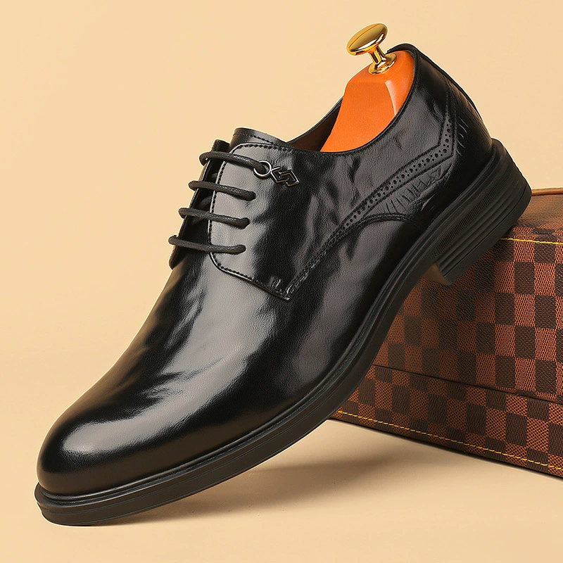 Кожаная обувь мужские кожаные новые осенние ручные узоры бизнес-повседневные мужские британские и корейские рабочие свадебные кожаные туфли