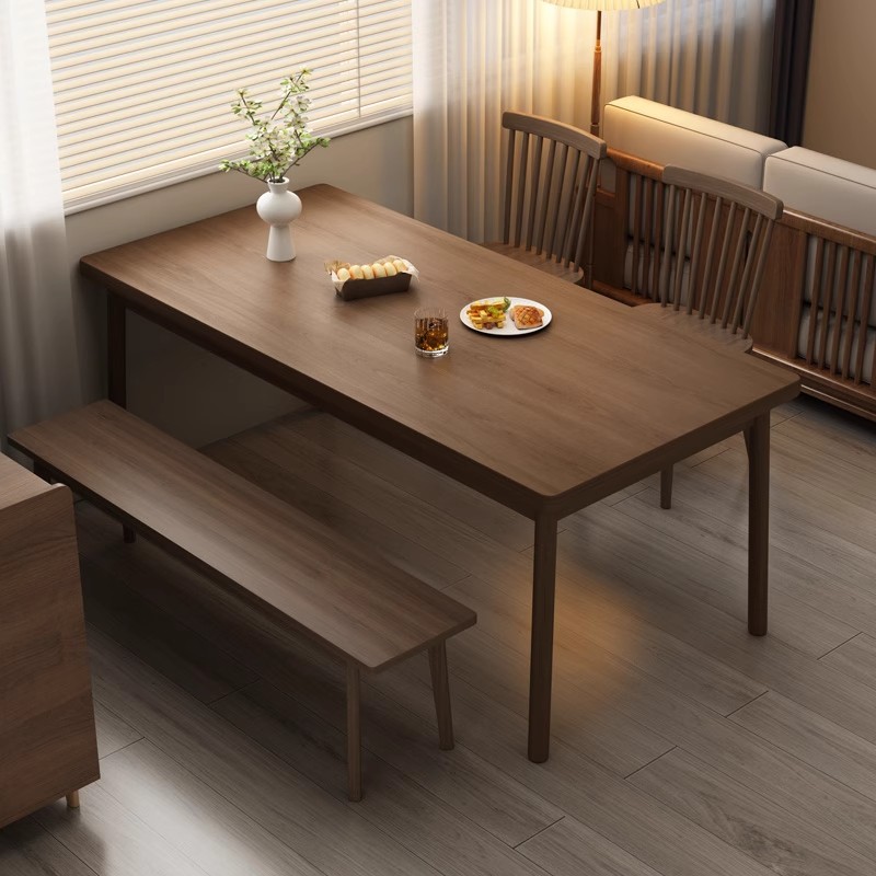 Mesa de comedor de madera maciza rectangular, hogar pequeño, mesa de comedor, sala de estar, mesa larga, mesa de comedor, mesa de alquiler, combinación de mesa y silla