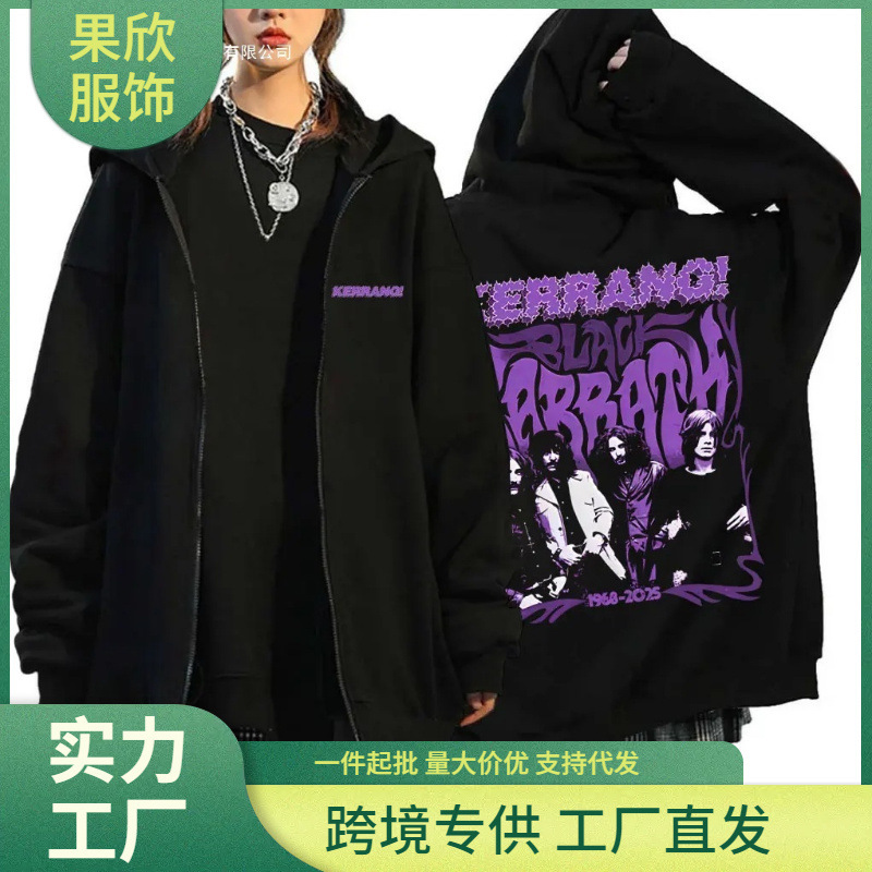 Heavy Metal Rock Band Black Sabbath Zipper Hoodie Ozzy Osbourne Graphic Hoodie Men