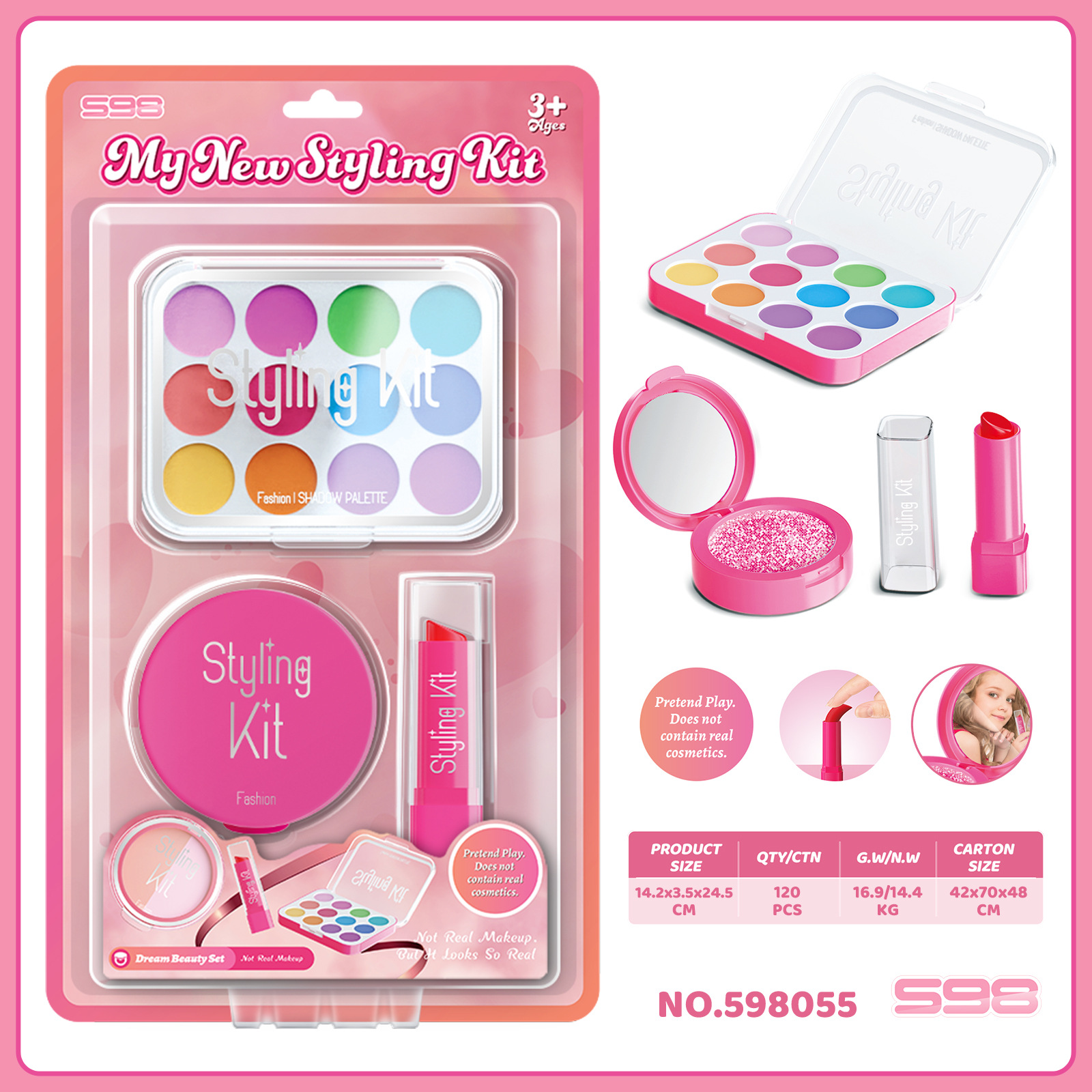 Seleccione estrictamente niñas transfronterizas niños simulación de maquillaje princesa maquillaje lápiz labial uñas juego de juguetes (no)