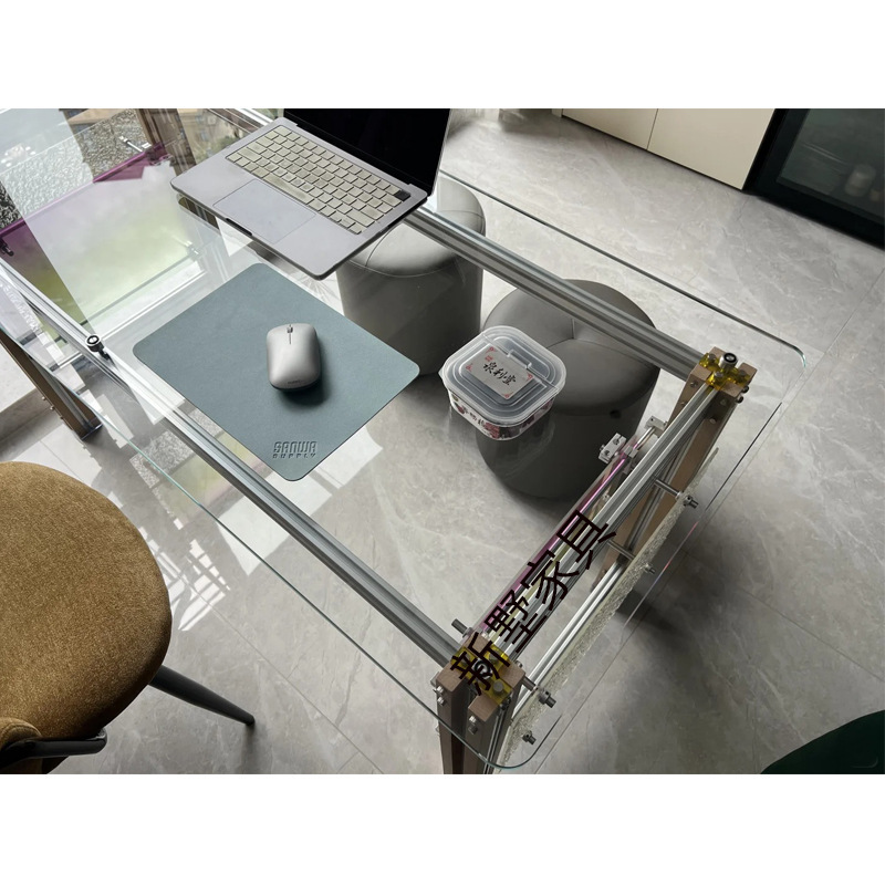 Aluminum Profile Creative Computer Desk Tempered Glass Table Aluminum Profile Office Desk Writing Desk Study Aluminum Profile Creative Computer Desk Tempered Glass Table Aluminum Profile Office Desk Writing Desk Study