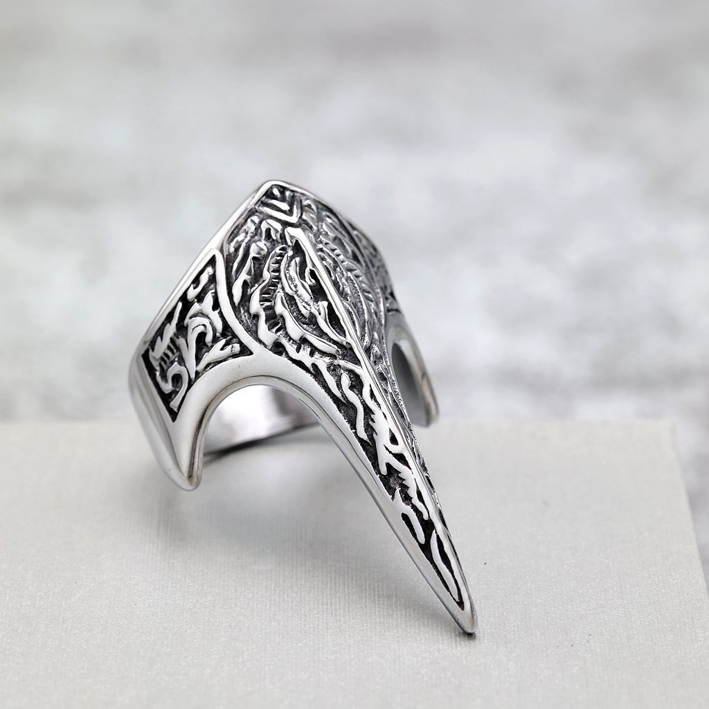 European and American Retro Stainless Steel Men's Ring Personalized Viking Defense Crow Ring
