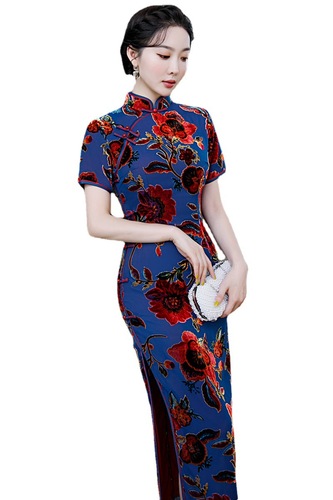  old Shanghai pleuche cheongsam Chinese dresses oriental retro Qipao Cheongsam for women young style restoring ancient ways everyday modified long dress