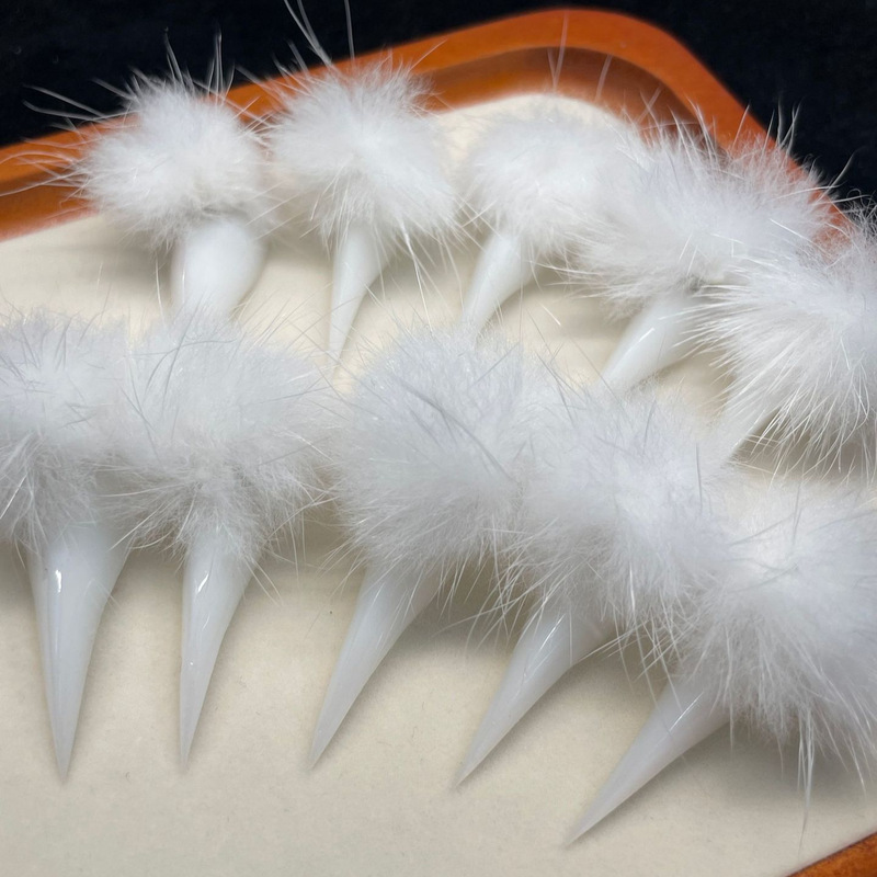 European and American Foreign Trade Cross-Border Pure Handmade Dragon Scales and Claws Wearable Nails Short Nail Art Cat Claw Animal Scales High-Quality Magnetic Hair Ball