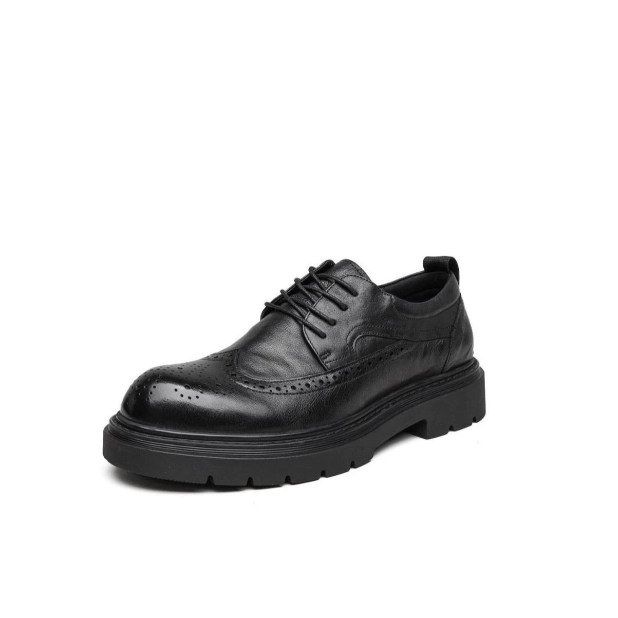 2024 зимний новый стиль мужской блок резной процесс новый слой кожи повседневного бизнеса дикий модный стиль