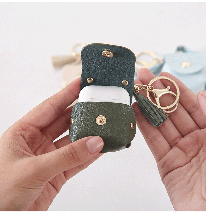 Pu Leather Material Pu Leather Solid Color Simple Style Classic Style Commute Bluetooth Earbuds Case Earphone Cases Phone Accessories