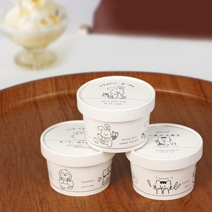 Ice Cream Paper Cup Ice Cream Paper Bowl Disposable Yogurt Box with Lid Commercial Packaging Ice Cream Paper Box Small Cup