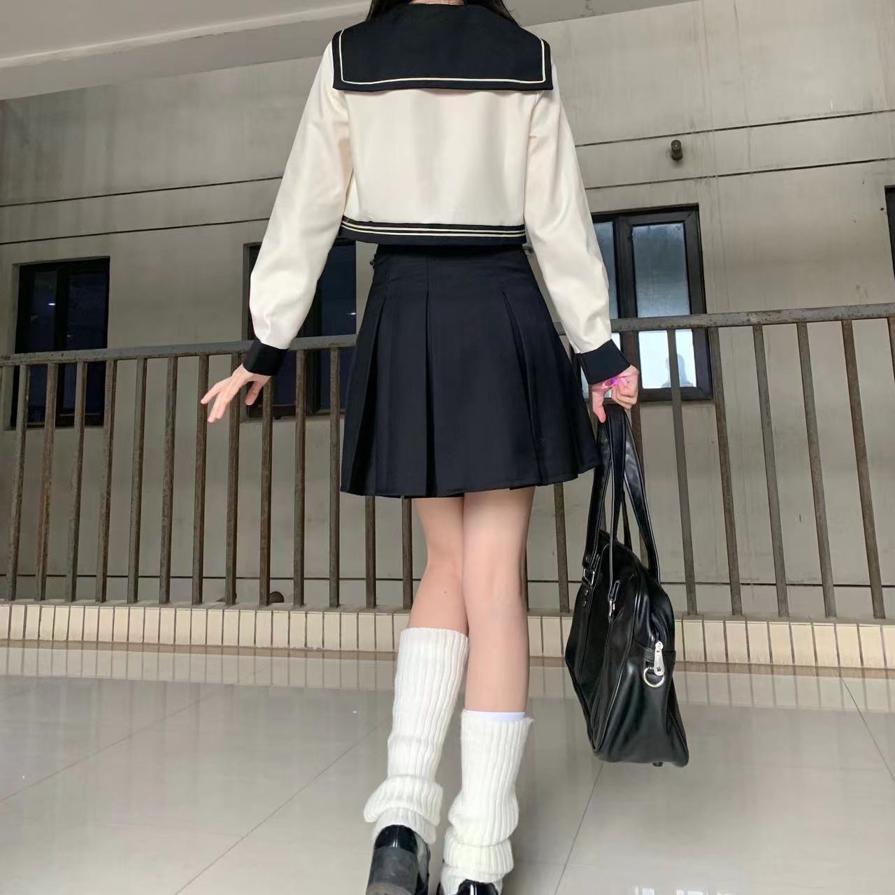 솔트 스위트 칼리지 스타일 네이비 칼라 탑 플리츠 스커트 투피스 웨스턴 스타일 작은 학생 JK 세트 스커트 여름