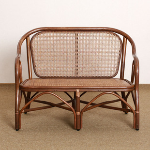 Hotel's New Real Rattan Indonesian Sofa Combination Small Living Room Double Rattan Backrest Chair Fully Equipped Balcony