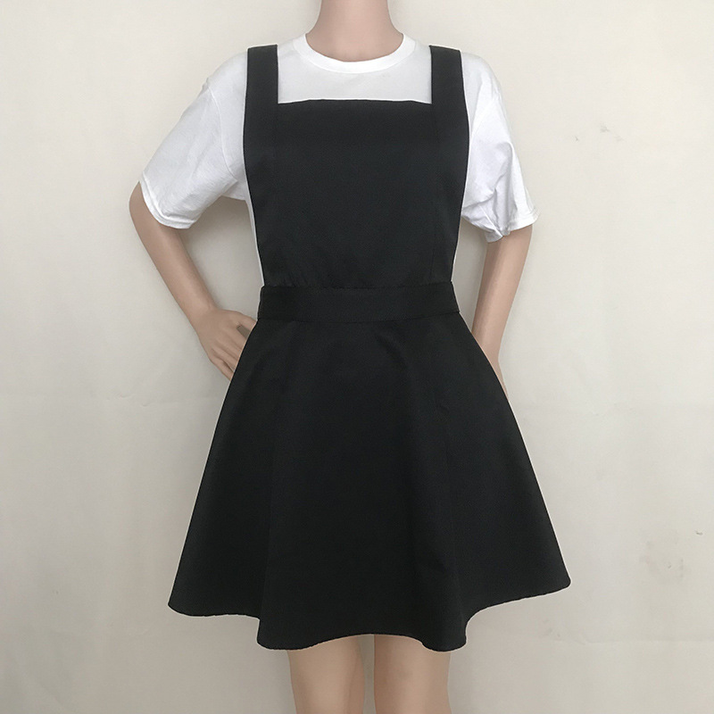 여성용 라지 트럼펫 앞치마-블랙