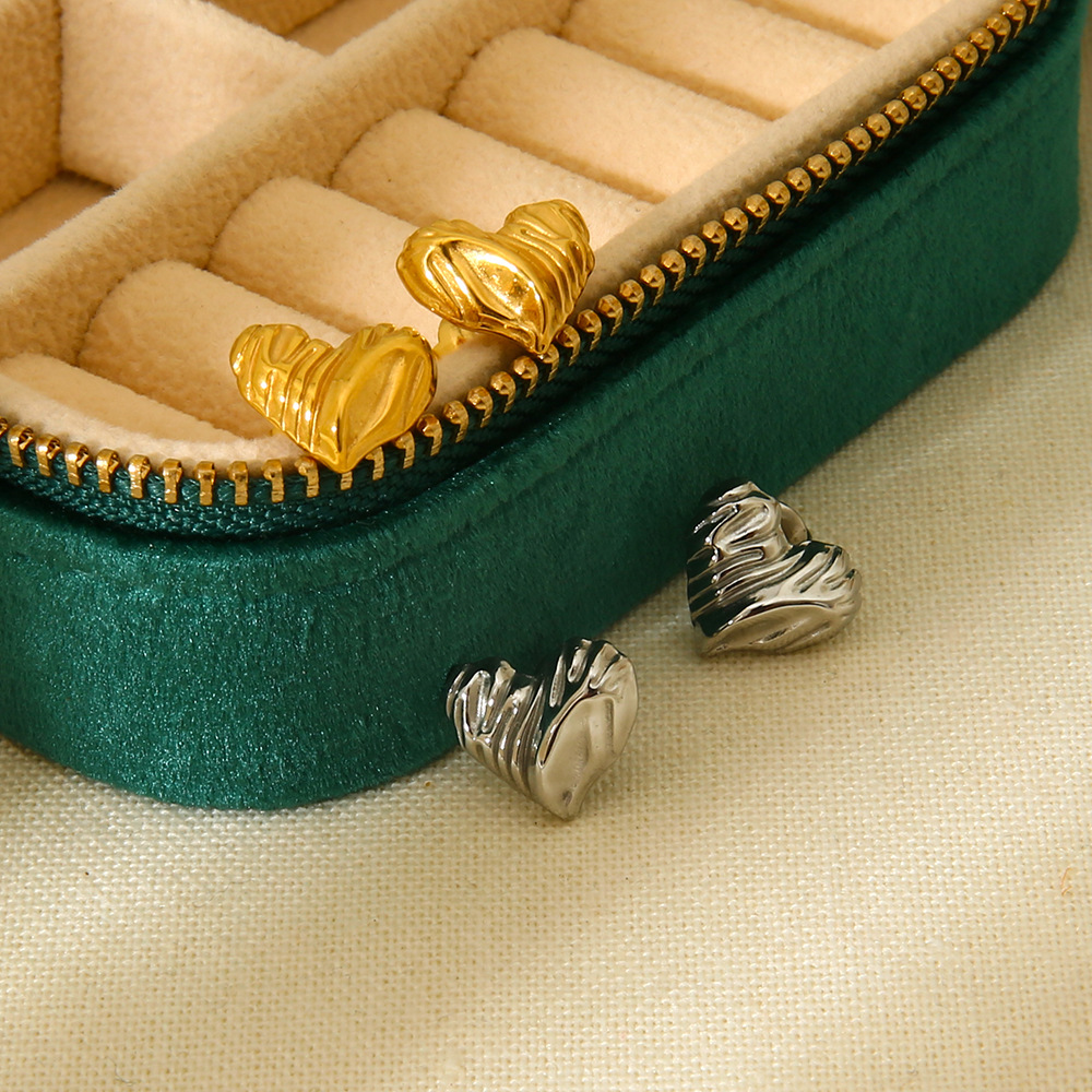 304 Stainless Steel Material 1 Pair Lady Heart Shape Plating 304 Stainless Steel Ear Studs