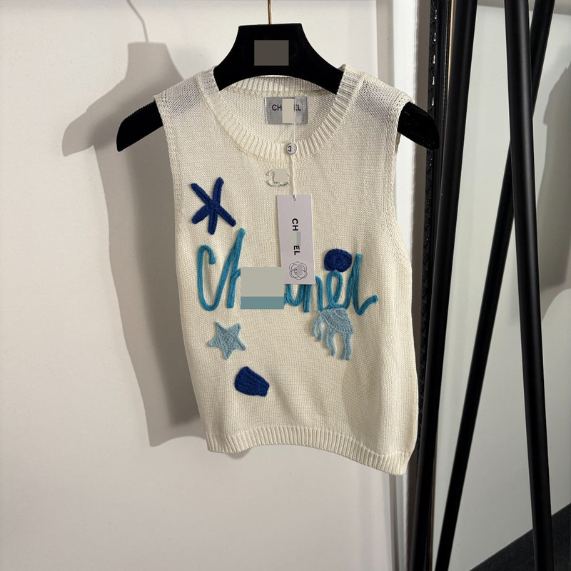 High-End Foreign Trade Style Slim-Fit Dopamine Sweet Hot-Selling Handmade Crochet Starfish Letter Knit Vest High-End Foreign Trade Style Slim-Fit Dopamine Sweet Hot-Selling Handmade Crochet Starfish Letter Knit Vest