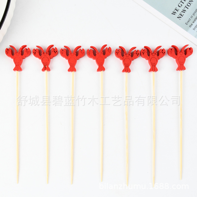 Animal desechable palillos de bambú palillos de frutas creativos palillos de dientes de frutas decoración de cócteles de frutas plato de bocadillos horquilla