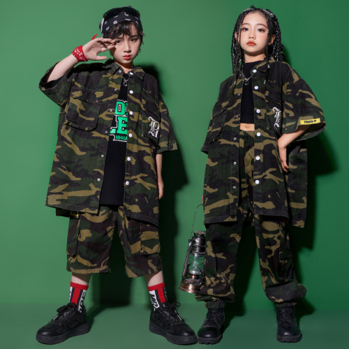 Girl's Jazz Dance Costume Cool Japanese Street Dance Performance Suit Set Children's Hip-Hop Hiphop Fashion Show Stage Trendy