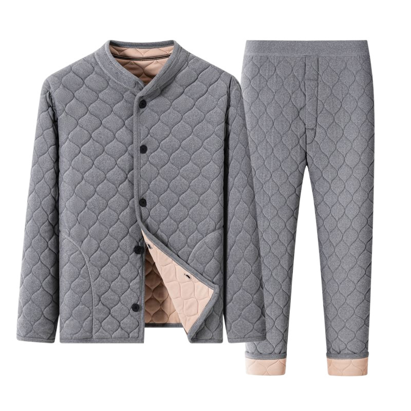 중년 및 노인 겨울 기모 남성면 패딩 재킷 두꺼운면 패딩 재킷 겉옷 따뜻한면 패딩 재킷 아버지 세트