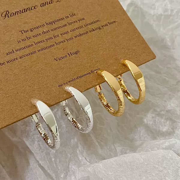 Copper Gold-Plated Minimalist European and American Style Hoop Earrings for Women, New High-End Niche Versatile Trendy Ear Hoops