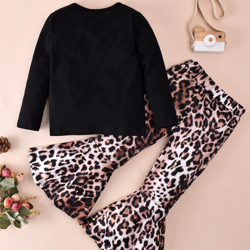 Fashion Leopard Button Cotton Girls Clothing Sets display picture 8