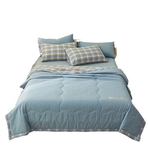 Cotton Summer Cool Bedding Air Conditioner Blanket Core Set for Spring and Autumn, Single or Double, Dormitory, Four-Piece Set for Students and Children, Machine Washable