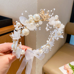 オリジナル子供用ストリーマーガーランドヘッドドレススーパーフェアリーゴールデンリーフヘッドバンドガーランドパールヘアバンドブライダルガーランドヘッドドレス