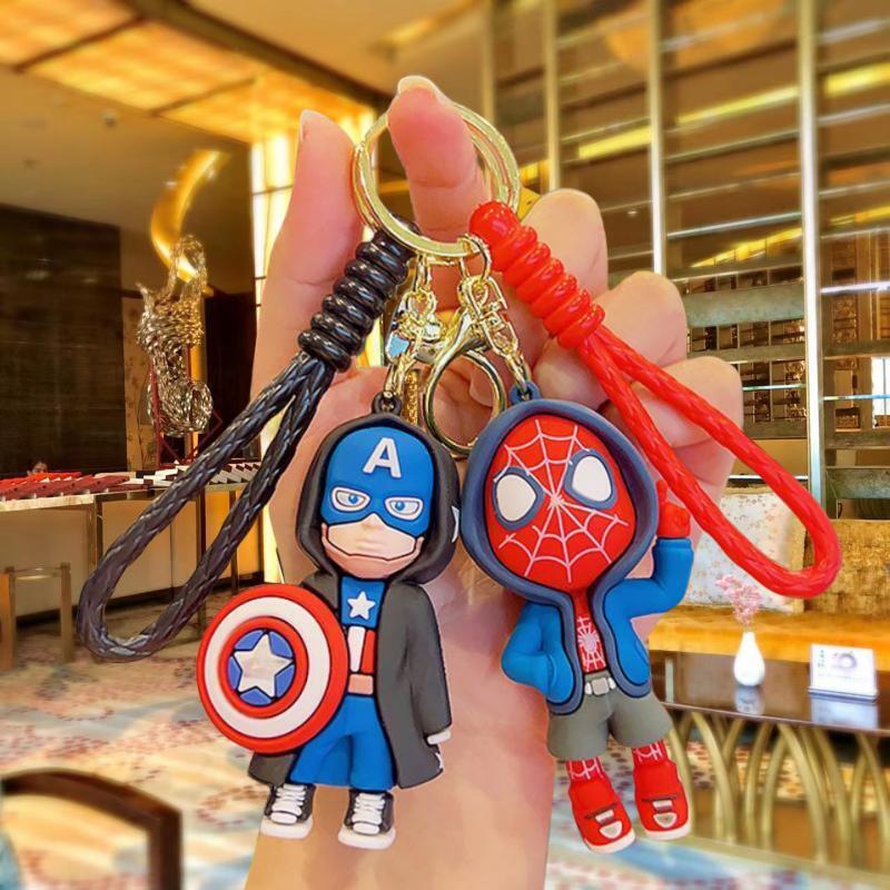 New Avengers Spider-Man Iron Man Keychain Cartoon Bag Hanging Car Key Chain Doll Machine Gift