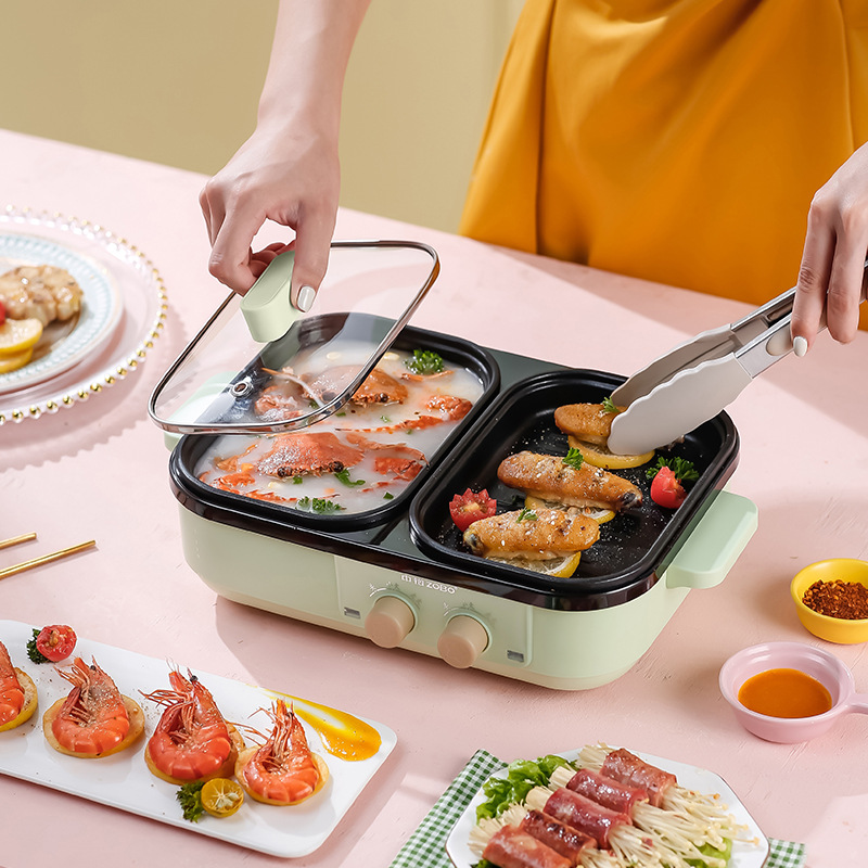 multi-function Cooking pot one household Electric grill pan Grill pan Hot Pot Two-in-one Frying pan capacity