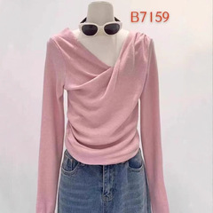 温柔纯色荡领长袖针织衫初秋女装时髦好看显瘦上衣韩系氛围感穿搭
