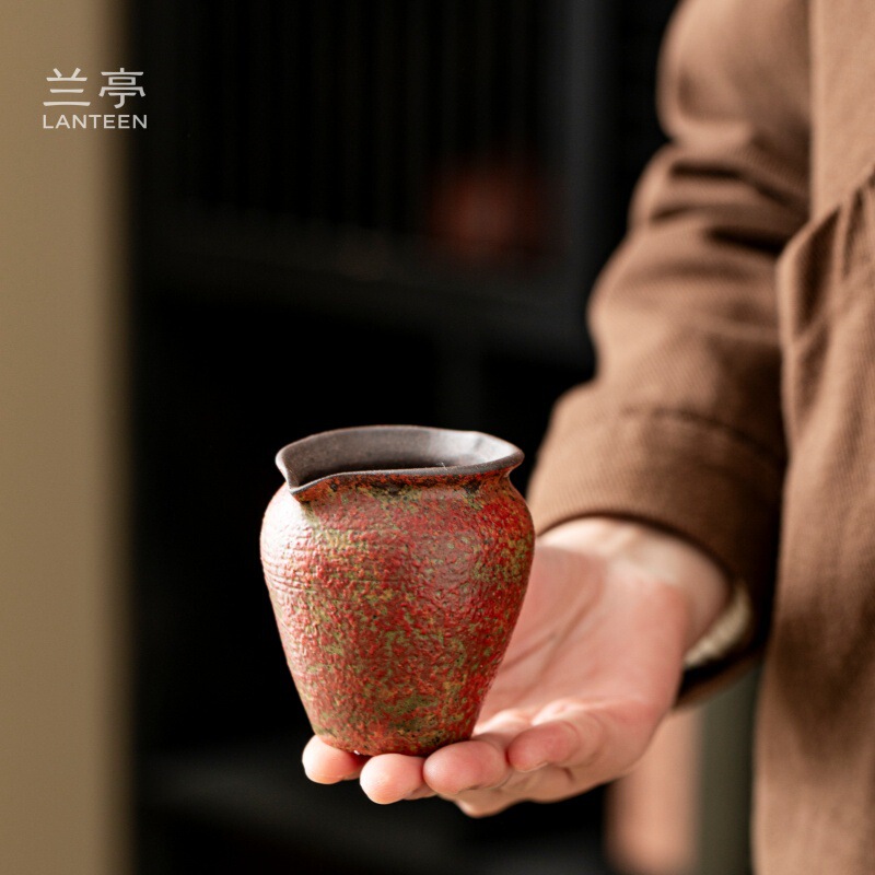 Handmade Rustic Pottery Vintage Red Ceramic Fair Cup Tea Cup Household Kung Fu Tea Set Accessory Tea Divider