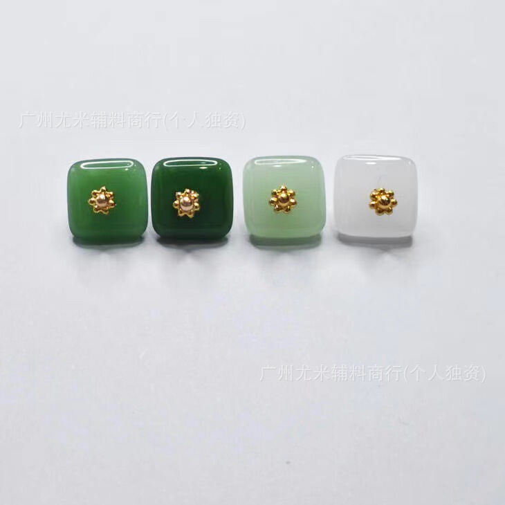 Glass Square Buttons, National Style Shirt Buttons, Handmade Imitation Jade Chinese Tang Suit Cheongsam, Han Dynasty Abacus Hand-stitched Buttons