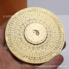 Tang Teng Brass Bagua Compass Fingertip Gyro Metal Crafts Ornament Pure Copper Handle Piece Rotating Copperware