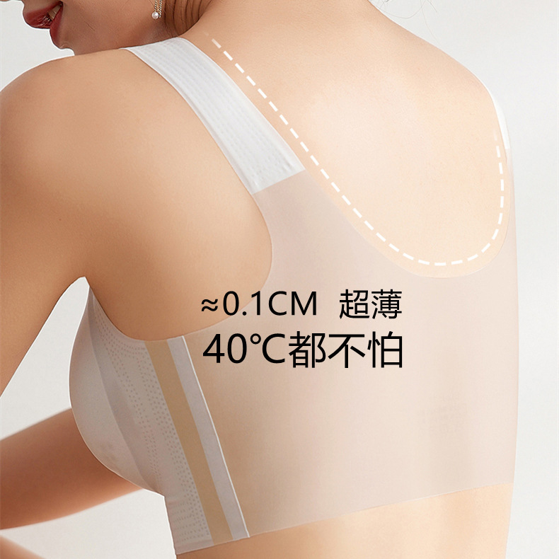 [High Quality] Underwear Women's Ultra-thin Large Chest Small Gathering Vest Breathable Ice Silk Non-rimmed Bra