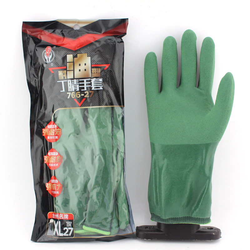 春蕾766耐油丁腈防滑手套耐酸碱柔软防臭纯棉内衬工业机械水产