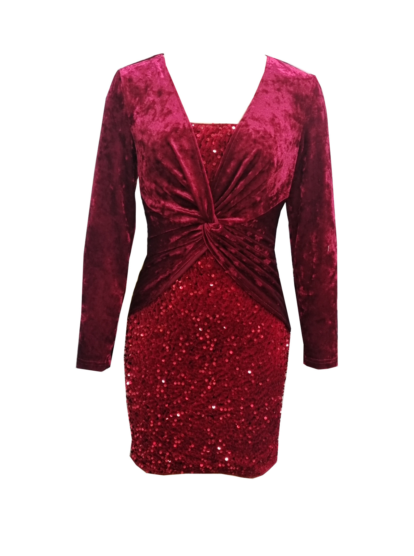 Europeo y Americano de Primavera y Otoño de comercio exterior de las nuevas mujeres de Amazon de manga larga de lentejuelas slim fit vaina apretado vestido de banquete