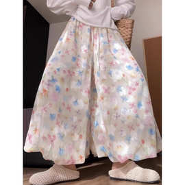 碎花花苞裙裤女夏季高腰垂感显瘦a字半身裙小个子冰丝休闲阔腿裤