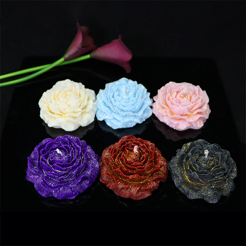 Vela dorada de baja temperatura tipo SM, vela de goteo romántica con fragancia de peonía rosa