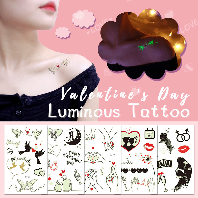 Tattoo Sticker Luminous Romantic Valentine's Day Luminous Waterproof Environmental Protection Safety Temporary Tattoo Face Sticker Cross-border in stock