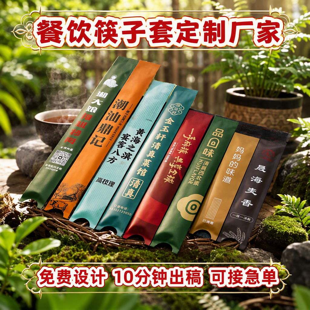 Customized Paper Chopstick Holders for Restaurants with Your Own Designs and Samples. Small Batch Classical Style Restaurant Advertising Paper Chopstick Holders for Cross-Border Sales