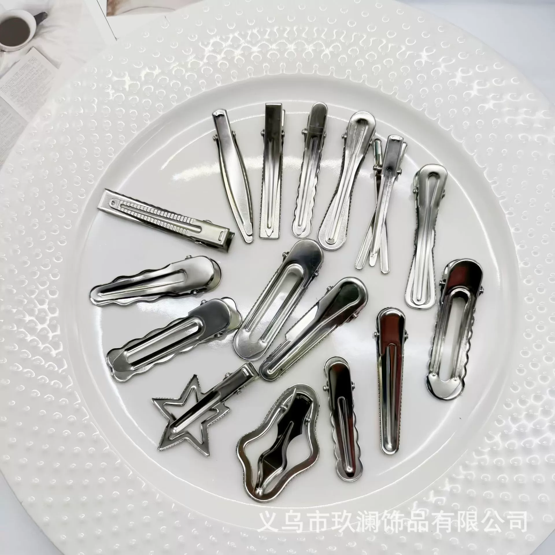 Серебристо-белые заколки для волос (6 см), металлические зажимы для DIY, assorted формы