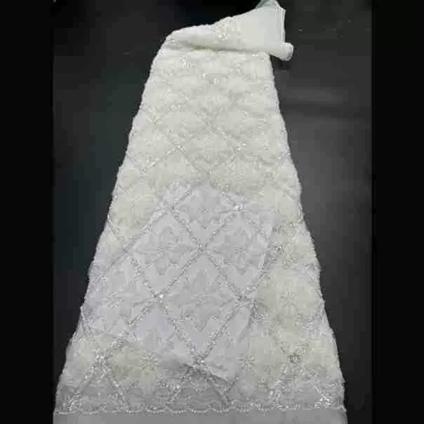 新网格直条方格珠片珠管盘带绣面料婚纱礼服旗袍服装辅料一码可染