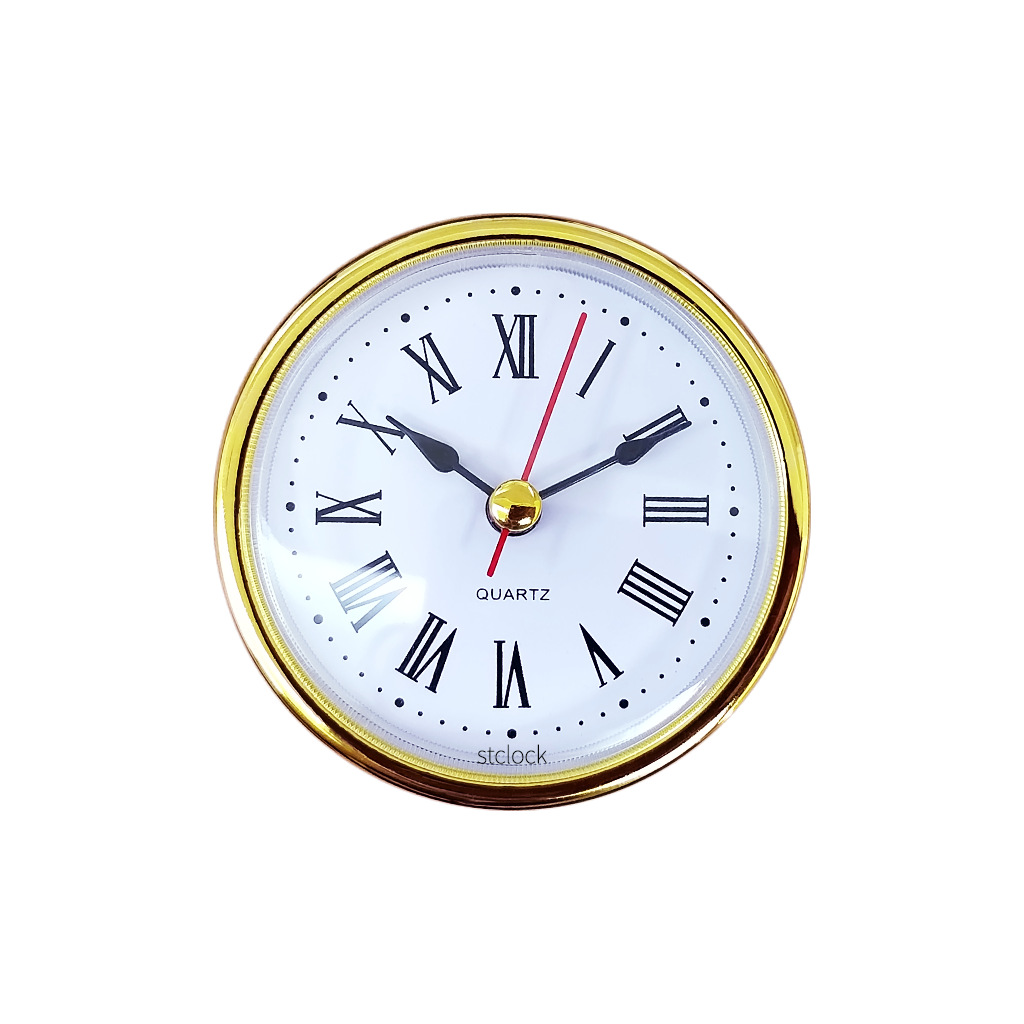 Silent Quartz Clock Insert With Roman And Arabic Numerals Gold Silver_voghion.com
