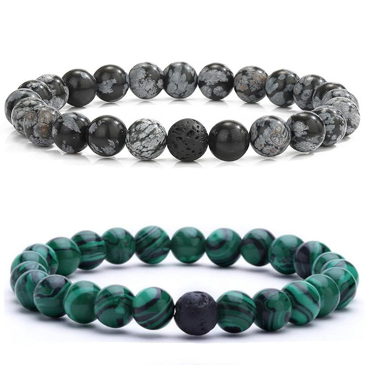 눈꽃석 + 합성 말라카이트 8mm