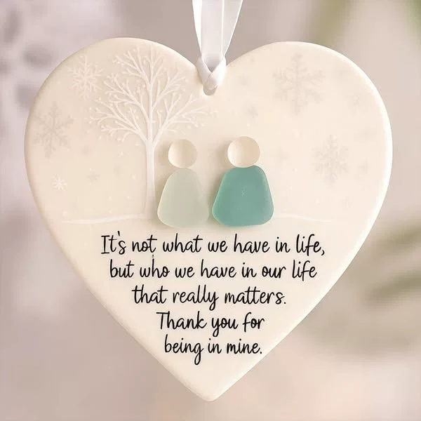 Cross-Border Friendship Heart Sea Glass Keepsake Printed Ceramic Heart Pendant