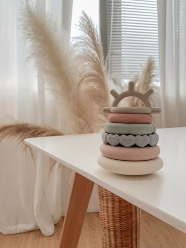  New Children’s Enlightenment Jenga Moon Sun Creative Jenga Food Grade Silicone Stacking Ring