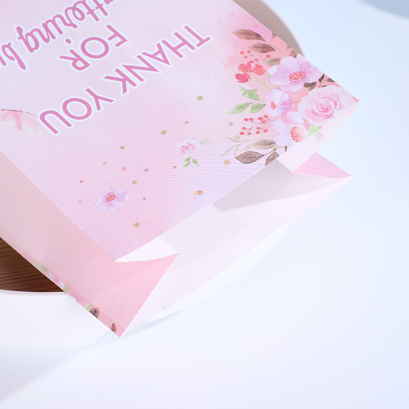 Rosa mariposa impresa bolsa de papel de regalo romántico creativo regalo de vacaciones bolso de embalaje de regalo rectangular