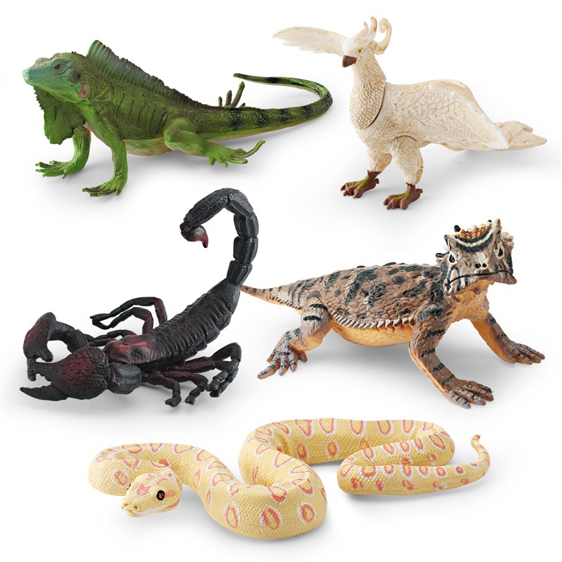 Cross-border simulación bosque animal modelo infantil cognitivo blanco Phoenix verde iguana escorpión Python cuerno lagarto escritorio Decoración