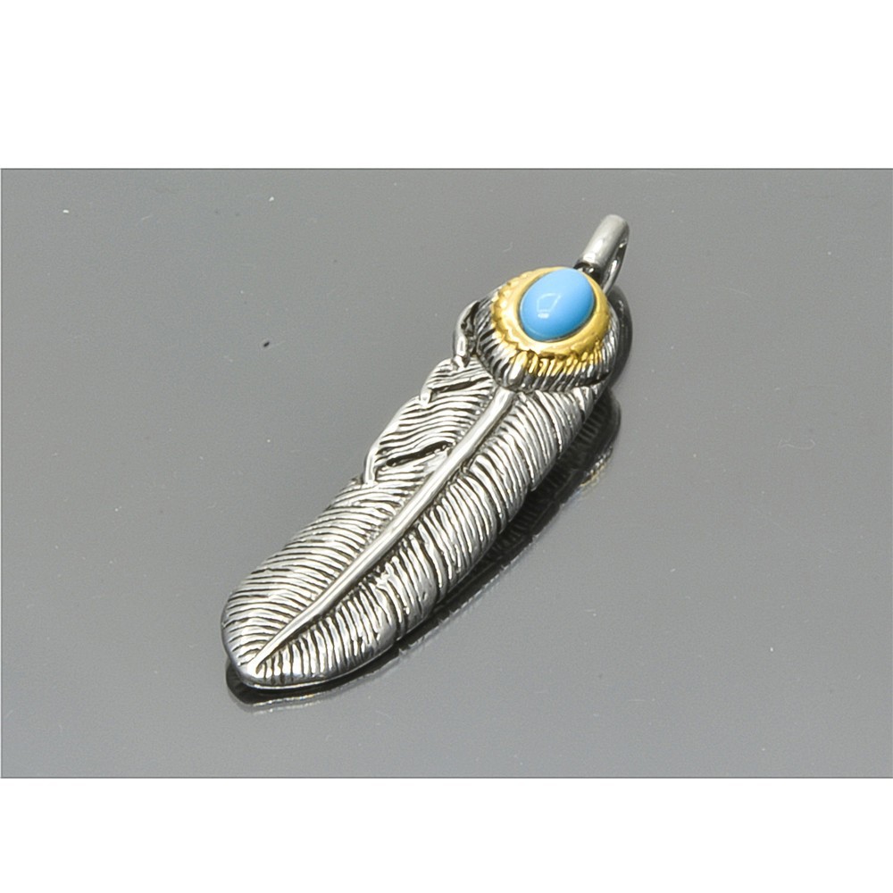 New titanium steel trendy men's pendant, peacock stone feather couple necklace set_voghion.com