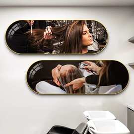 美发店墙面装饰画高级感发廊理发店挂画发型图片海报布置墙壁画