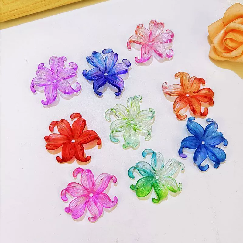 Новые двухцветные градиентные лепестки ириса ручной работы DIY, водяные фея-цветочные аксессуары, бусины с отверстием, имитационные цветочные украшения