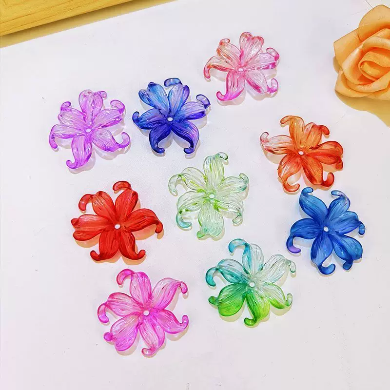 Новые двухцветные градиентные лепестки ириса ручной работы DIY, водяные фея-цветочные аксессуары, бусины с отверстием, имитационные цветочные украшения